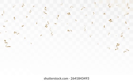 Falling golden confetti on a transparent background with a glowing and smooth dispersion effect. An elegant festive accent for congratulations, advertising, social networks and videos.