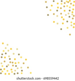 Falling golden confetti points. Abstract scatter of falling confetti on a white background. Astral design. Vector illustration.