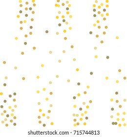 Falling golden confetti points. Abstract scatter of falling confetti on a white background. Astral design. Vector illustration.
