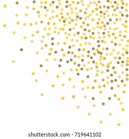 Falling golden confetti points. Abstract scatter of falling confetti on a white background. Astral design. Vector illustration.