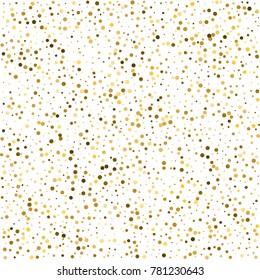 Falling golden confetti points. Abstract scatter of falling confetti on a white background. Astral design. Vector illustration.