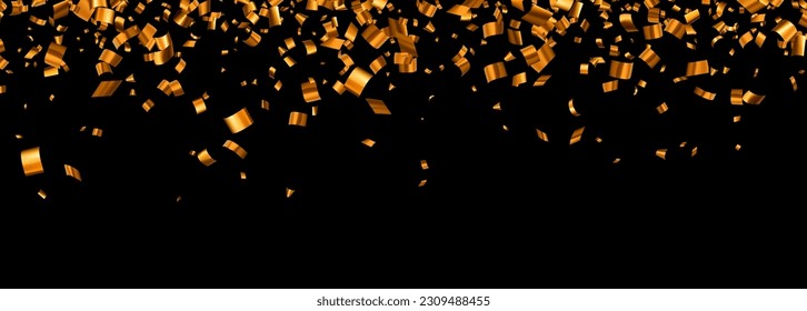 La caída de oro cortó el fondo de la cinta de papel de fondo de confeti con espacio para el texto. Elemento de diseño para web, tarjetas, volantes, invitaciones. Ilustración vectorial.