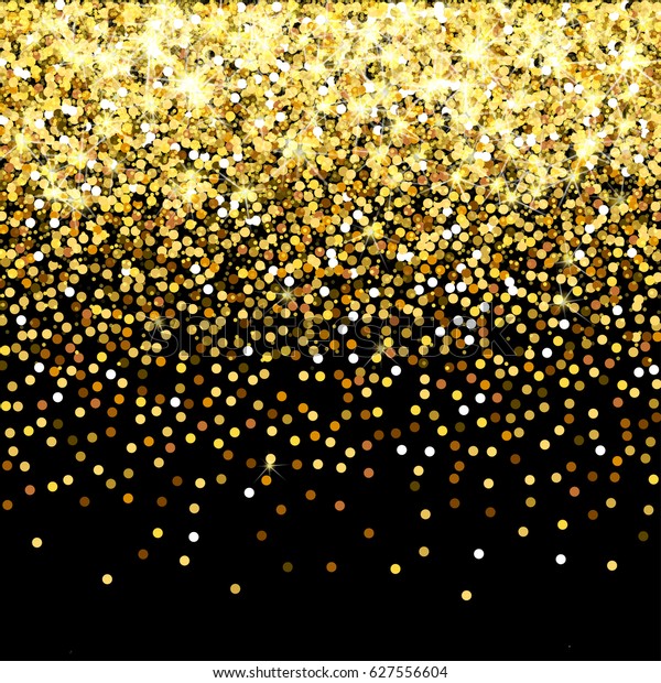 Falling Golden Particles On Black Background Stock Vector (Royalty Free ...