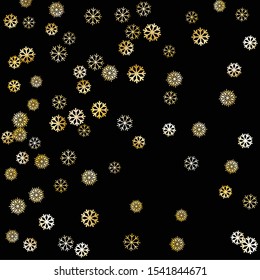 Falling Golden Snowflakes. Golden Party Background. Winter Festive Decoration for Holiday Cover