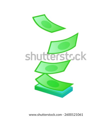 Falling green banknotes,  money concept. Banking, finance profit, dividends. Money prize on lottery, rain of cash. dollar cash money bills, falling and swirling green banknotes of usd currency.