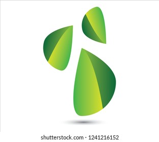 A falling green leaf icon vector with gradient color