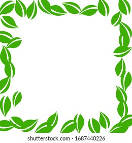 Cae hojas verdes. El té limpio sale volando. Follaje de primavera bailando sobre fondo blanco. Plantilla de superposición de verano aceptable. Glamorosa ilustración vectorial de venta de resorte.