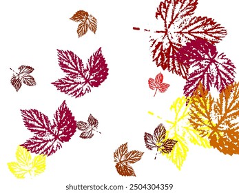 Falling green leaves. Fresh tea chaotic leaves flying.  Monochrome artistic floral collection.