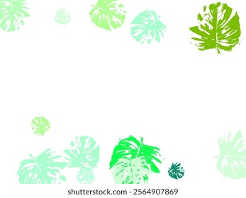 Falling green leaves. Fresh tea chaotic leaves flying.  Red Leaves. Border Frame. Yellow Oak November.