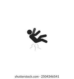 Falling guy. Simple vector icon. Man falling down. Falling down person because of stumbling, slipping, accident, injury. Slippery, danger, risk.Vector illustration