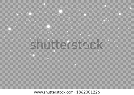 Falling hail or snow on a transparent background. Falling water drops texture.
