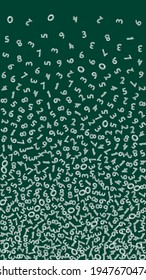 Falling handdrawn chalk numbers. Math study concept with flying digits. Perfect back to school mathematics banner on blackboard background. Falling numbers vector illustration.