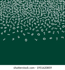 Falling handdrawn chalk numbers. Math study concept with flying digits. Lovely back to school mathematics banner on blackboard background. Falling numbers vector illustration.