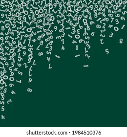 Falling handdrawn chalk numbers. Math study concept with flying digits. Impressive back to school mathematics banner on blackboard background. Falling numbers vector illustration.