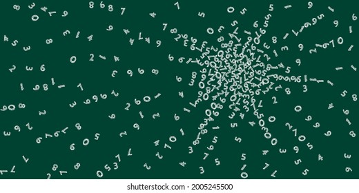 Falling handdrawn chalk numbers. Math study concept with flying digits. Remarkable back to school mathematics banner on blackboard background. Falling numbers vector illustration.