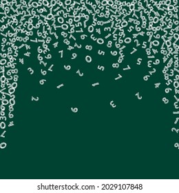Falling handdrawn chalk numbers. Math study concept with flying digits. Divine back to school mathematics banner on blackboard background. Falling numbers vector illustration.