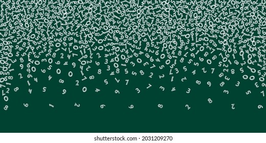 Falling handdrawn chalk numbers. Math study concept with flying digits. Quaint back to school mathematics banner on blackboard background. Falling numbers vector illustration.