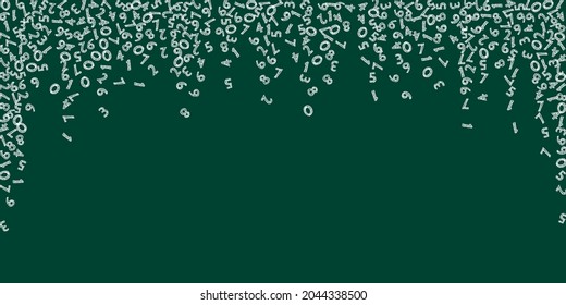 Falling handdrawn chalk numbers. Math study concept with flying digits. Outstanding back to school mathematics banner on blackboard background. Falling numbers vector illustration.
