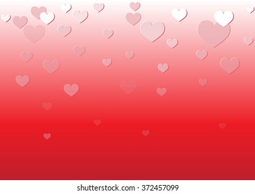 Falling Heart on Red Background Vector Illustration