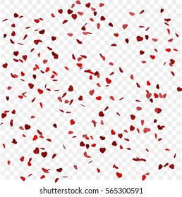 Falling heart shaped confetti background design element. Vector eps10.