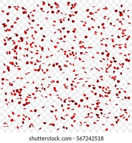 Falling heart shaped confetti background design element. Vector eps10.
