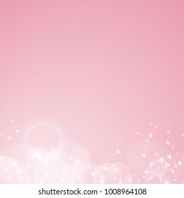 Falling hearts. Abstract bottom on pink background. Falling hearts valentine's day admirable design. Vector illustration.