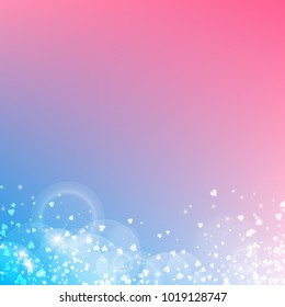 Falling hearts. Abstract bottom on color transition background. Falling hearts valentine's day artistic design. Vector illustration.