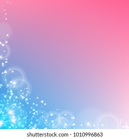 Falling hearts. Abstract left bottom corner on color transition background. Falling hearts valentine's day comely design. Vector illustration.