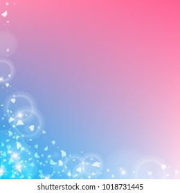 Falling hearts. Abstract left bottom corner on color transition background. Falling hearts valentine's day captivating design. Vector illustration.