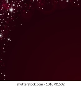 Falling hearts. Abstract left top corner on wine red background. Falling hearts valentine's day ecstatic design. Vector illustration.