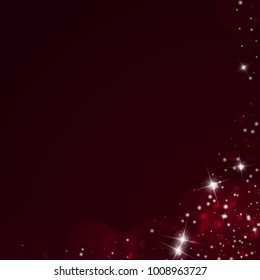 Falling hearts. Abstract right bottom corner on wine red background. Falling hearts valentine's day fascinating design. Vector illustration.