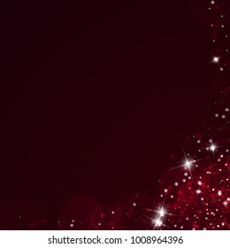 Falling hearts. Abstract right bottom corner on wine red background. Falling hearts valentine's day gorgeous design. Vector illustration.