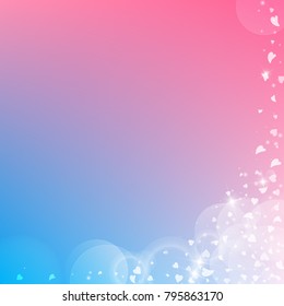 Falling hearts. Abstract right bottom corner on color transition background. Falling hearts valentine's day favorable design. Vector illustration.