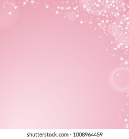 Falling hearts. Abstract right top corner on pink background. Falling hearts valentine's day lovely design. Vector illustration.