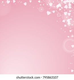 Falling hearts. Abstract right top corner on pink background. Falling hearts valentine's day marvelous design. Vector illustration.