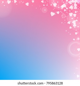 Falling hearts. Abstract right top corner on color transition background. Falling hearts valentine's day majestic design. Vector illustration.