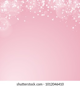 Falling hearts. Abstract top border on pink background. Falling hearts valentine's day perfect design. Vector illustration.
