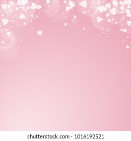 Falling hearts. Abstract top border on pink background. Falling hearts valentine's day posh design. Vector illustration.