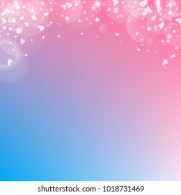 Falling hearts. Abstract top border on color transition background. Falling hearts valentine's day noteworthy design. Vector illustration.