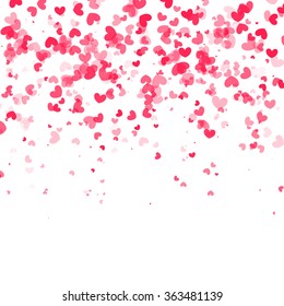 Falling Hearts Background. Vector White Backgound