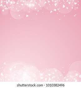 Falling hearts. Borders on pink background. Falling hearts valentine's day unequaled design. Vector illustration.
