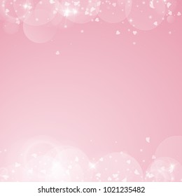 Falling hearts. Borders on pink background. Falling hearts valentine's day tempting design. Vector illustration.