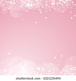 Falling hearts. Borders on pink background. Falling hearts valentine's day vibrant design. Vector illustration.