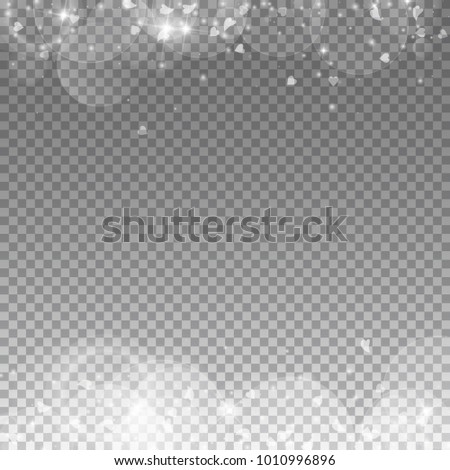 Falling hearts. Borders on transparent grid dark background. Falling hearts valentine's day terrific design. Vector illustration.