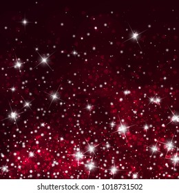 Falling hearts. Bottom gradient on wine red background. Falling hearts valentine's day beautiful design. Vector illustration.