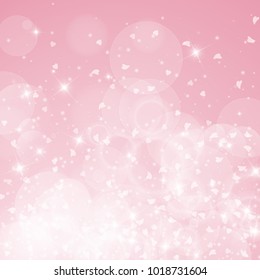 Falling hearts. Bottom gradient on pink background. Falling hearts valentine's day alluring design. Vector illustration.