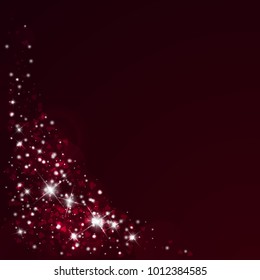 Falling hearts. Bottom left corner on wine red background. Falling hearts valentine's day decent design. Vector illustration.