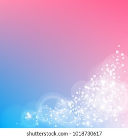 Falling hearts. Bottom right corner on color transition background. Falling hearts valentine's day exotic design. Vector illustration.