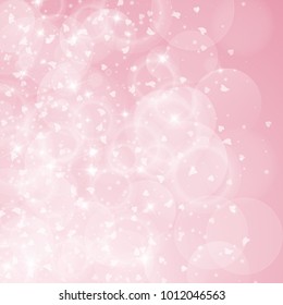 Falling hearts. Left gradient on pink background. Falling hearts valentine's day rare design. Vector illustration.