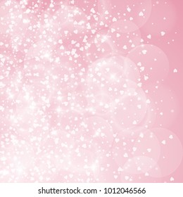Falling hearts. Left gradient on pink background. Falling hearts valentine's day stylish design. Vector illustration.